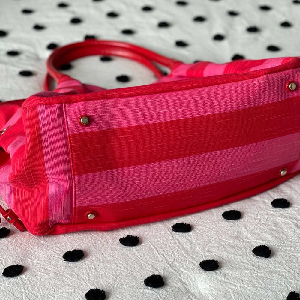 New Kate Spade Red Pink Stripe Baby Diaper Maternity Bag - Picture 6 of 10